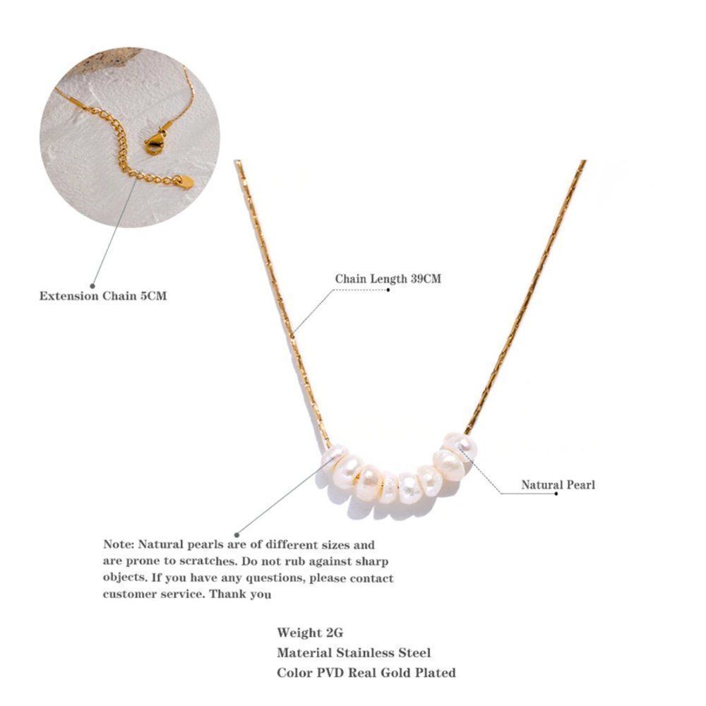 Delicate Seed Pearl Beaded Gold Necklace - Picture 8 of 13